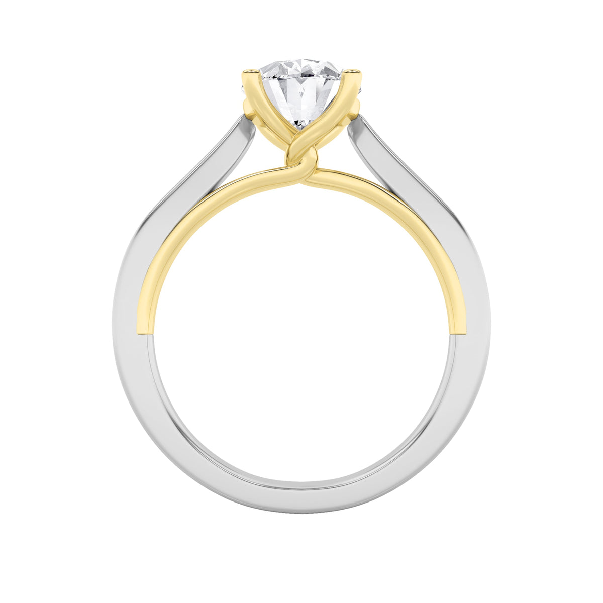 1CTW Oval Lab-Grown Diamond Prong Two Tone Twisted Basket Cathedral Shank Solitaire Ring 1 Stone