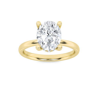 2CTW Oval Lab-Grown Diamond Prong Hidden Halo Petite Shank Ring 13 Stones 1.93ct Center
