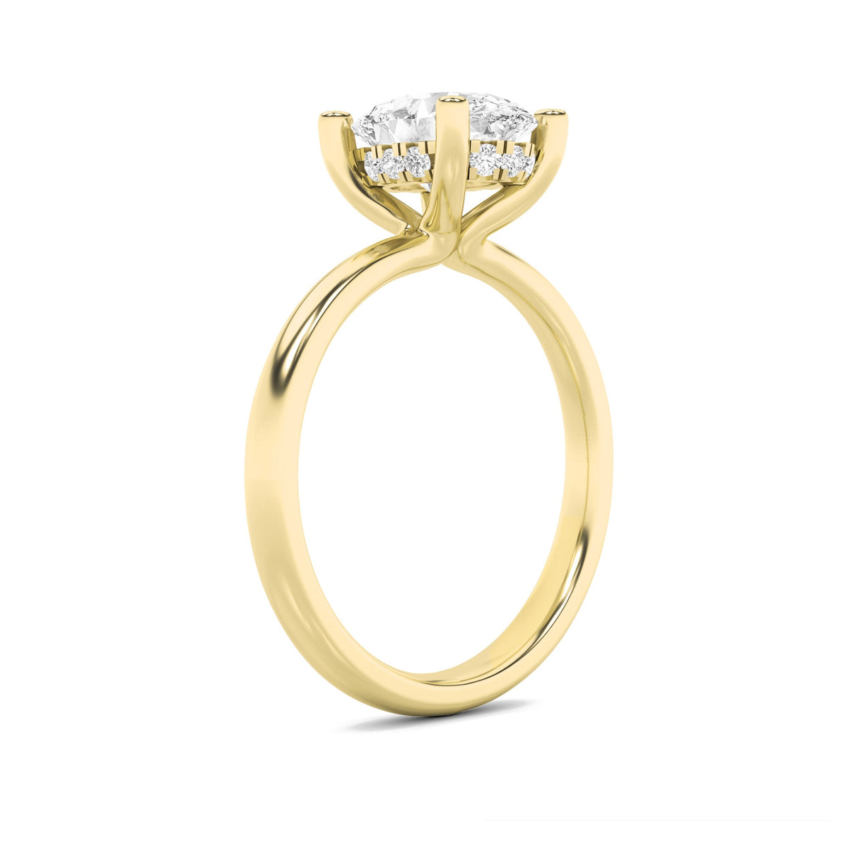 2CTW Oval Lab-Grown Diamond Prong Hidden Halo Petite Shank Ring 13 Stones 1.93ct Center