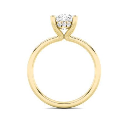 2CTW Oval Lab-Grown Diamond Prong Hidden Halo Petite Shank Ring 13 Stones 1.93ct Center