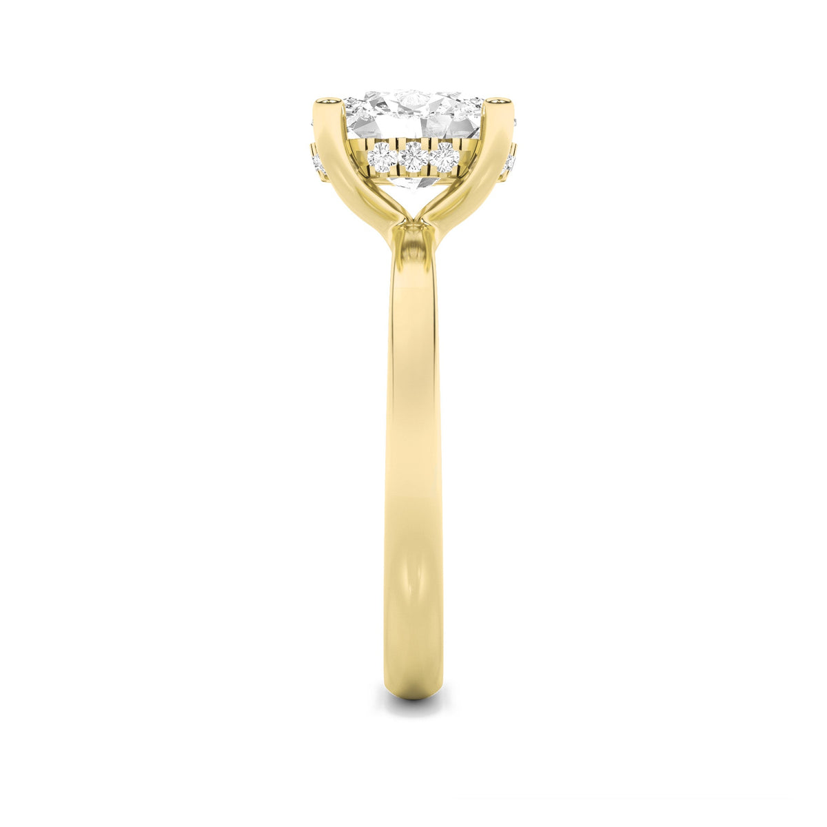 2CTW Oval Lab-Grown Diamond Prong Hidden Halo Petite Shank Ring 13 Stones 1.93ct Center