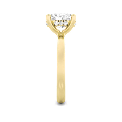 2CTW Oval Lab-Grown Diamond Prong Hidden Halo Petite Shank Ring 13 Stones 1.93ct Center