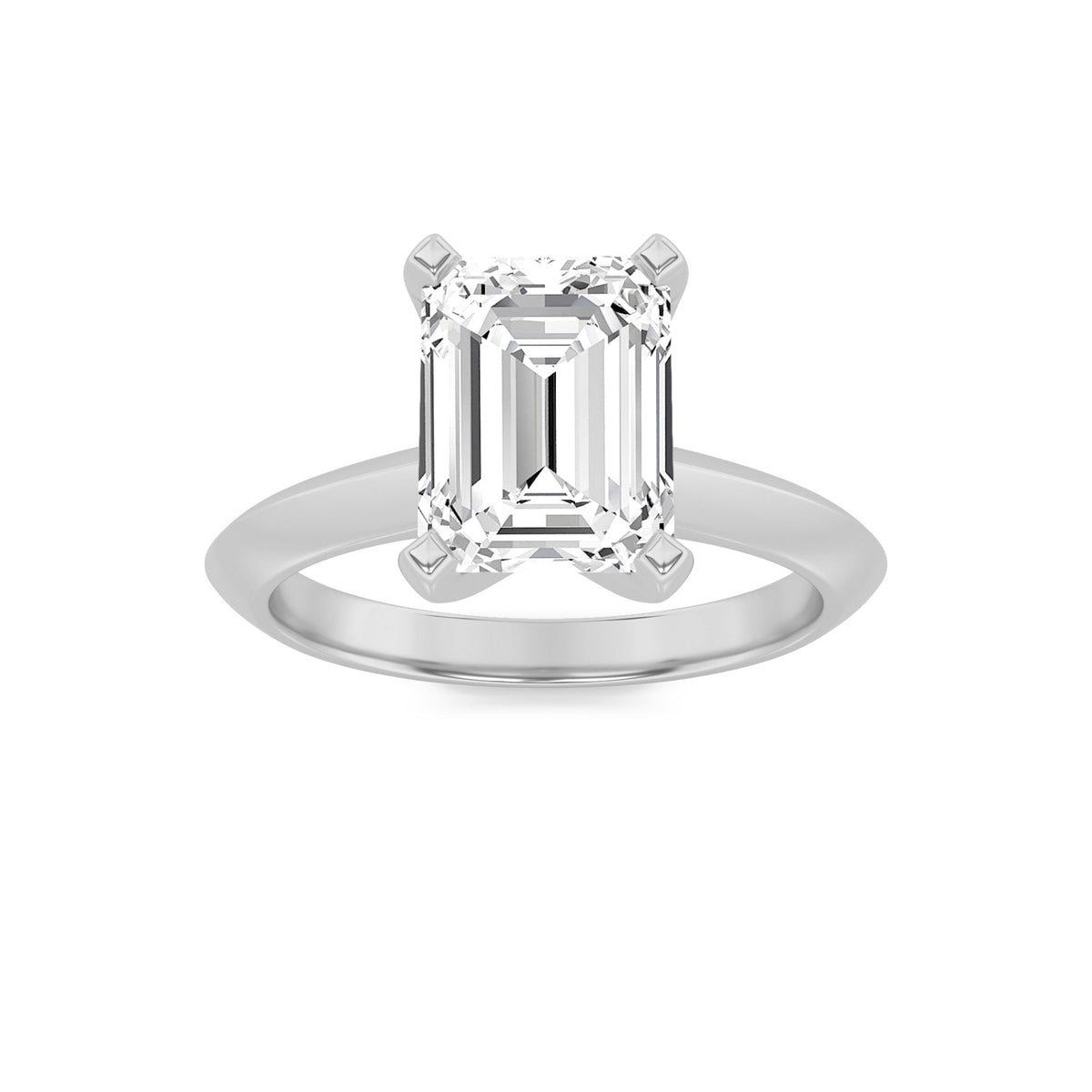 1CTW Emerald Lab-Grown Diamond Prong Knife Edge Shank Solitaire Engagement Ring 1 Stone