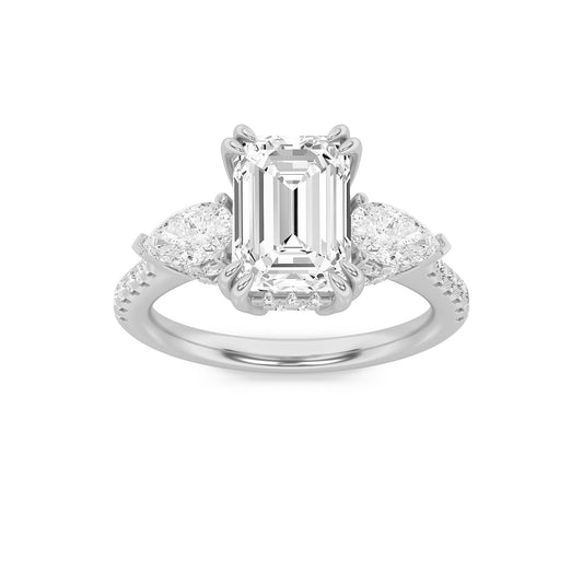 3CTW Emerald Lab-Grown Diamond Prong Ring