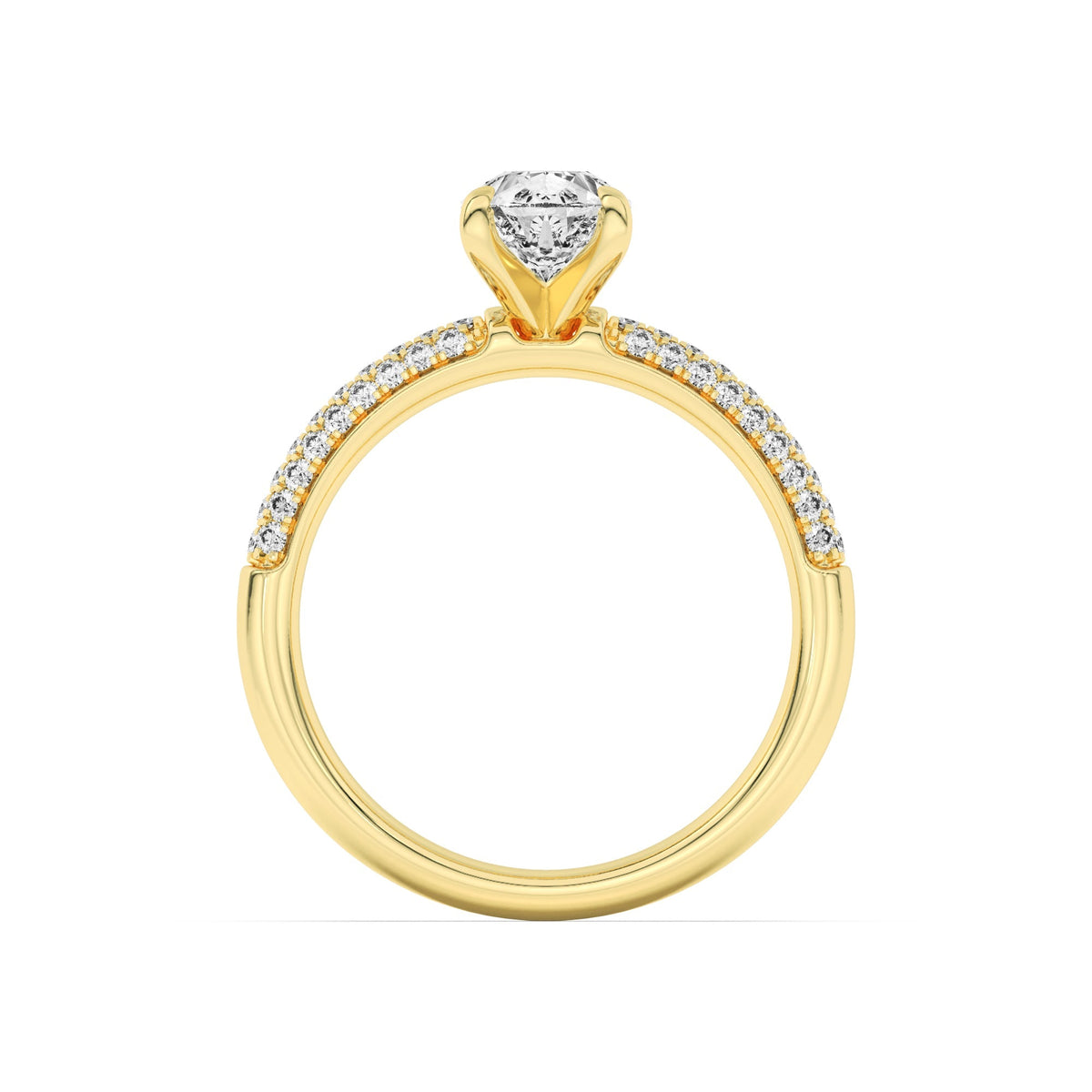 1.5CTW Pear Lab-Grown Diamond Prong Three Row Micro Pave Engagement Ring 57 Stones