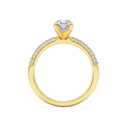 1.5CTW Pear Lab-Grown Diamond Prong Three Row Micro Pave Engagement Ring 57 Stones