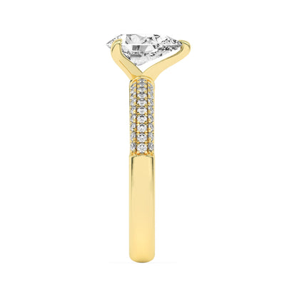 1.5CTW Pear Lab-Grown Diamond Prong Three Row Micro Pave Engagement Ring 57 Stones