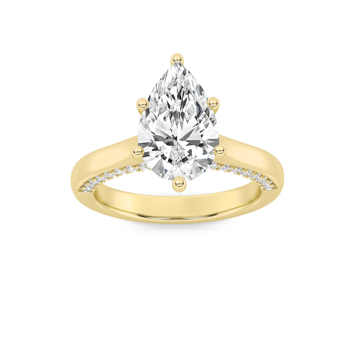2CTW Pear Lab-Grown Diamond Prong Tulip Motif Accented Engagement Ring 49 Stones