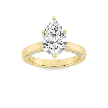 2CTW Pear Lab-Grown Diamond Prong Tulip Motif Accented Engagement Ring 49 Stones
