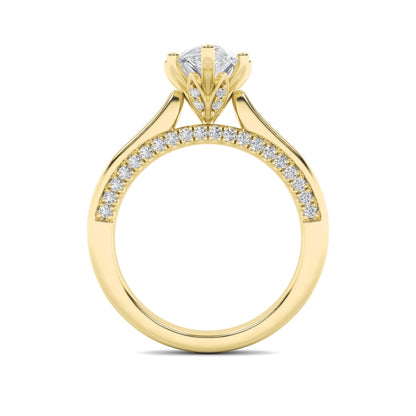 2CTW Pear Lab-Grown Diamond Prong Tulip Motif Accented Engagement Ring 49 Stones