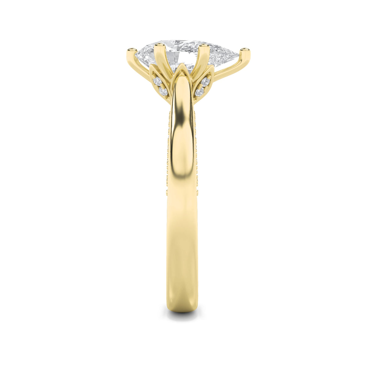 2CTW Pear Lab-Grown Diamond Prong Tulip Motif Accented Engagement Ring 49 Stones