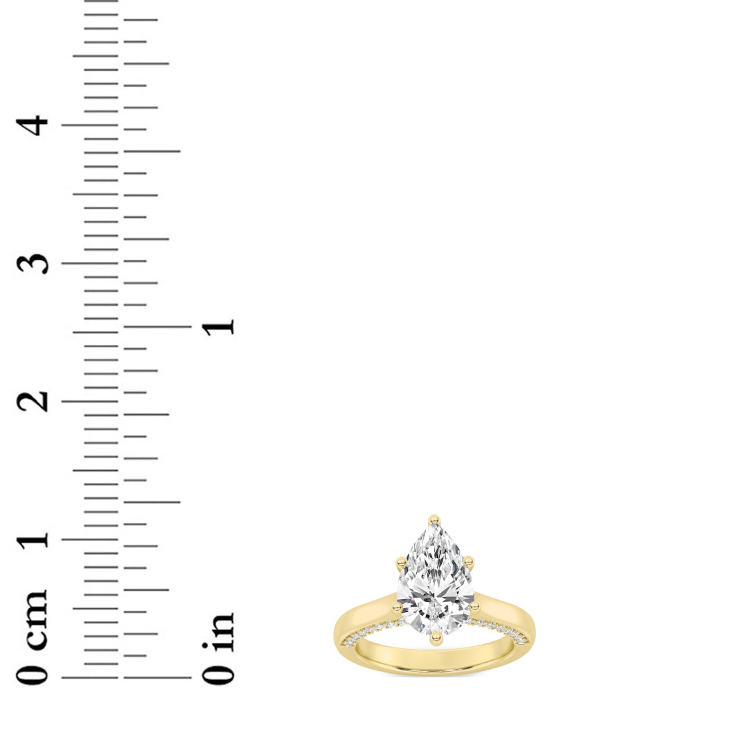 2CTW Pear Lab-Grown Diamond Prong Tulip Motif Accented Engagement Ring 49 Stones