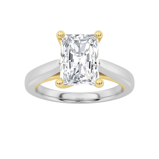 1CTW Radiant Lab-Grown Diamond Prong Two Tone Cathedral Shank Engagement Ring 1 Stone