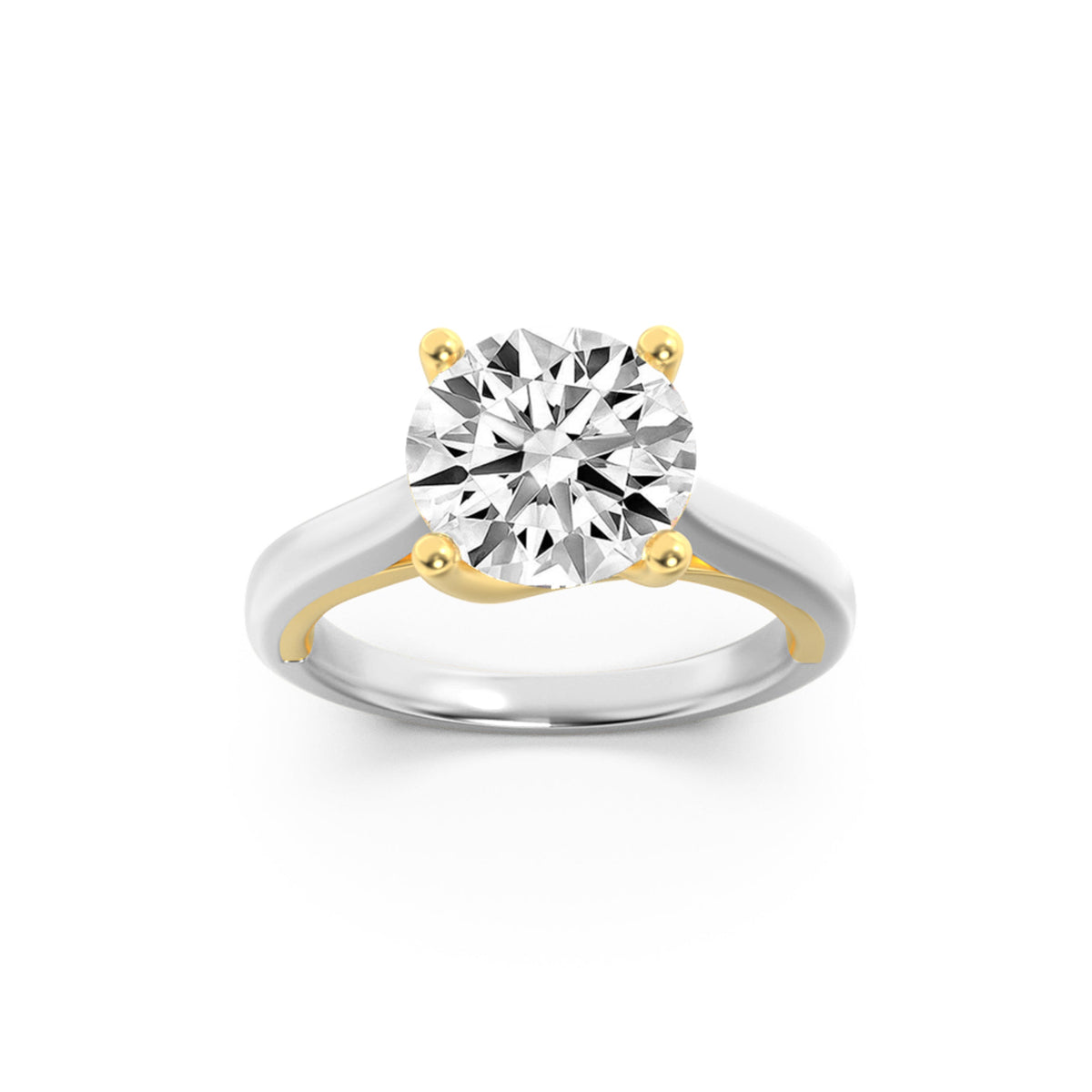 1CTW Round Lab-Grown Diamond Prong Solitaire Two Tone Cathedral Shank Engagement Ring 1 Stone