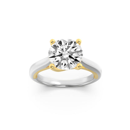 1.5CTW Round Lab-Grown Diamond Prong Two Tone Cathedral Shank Engagement Ring 1 Stone