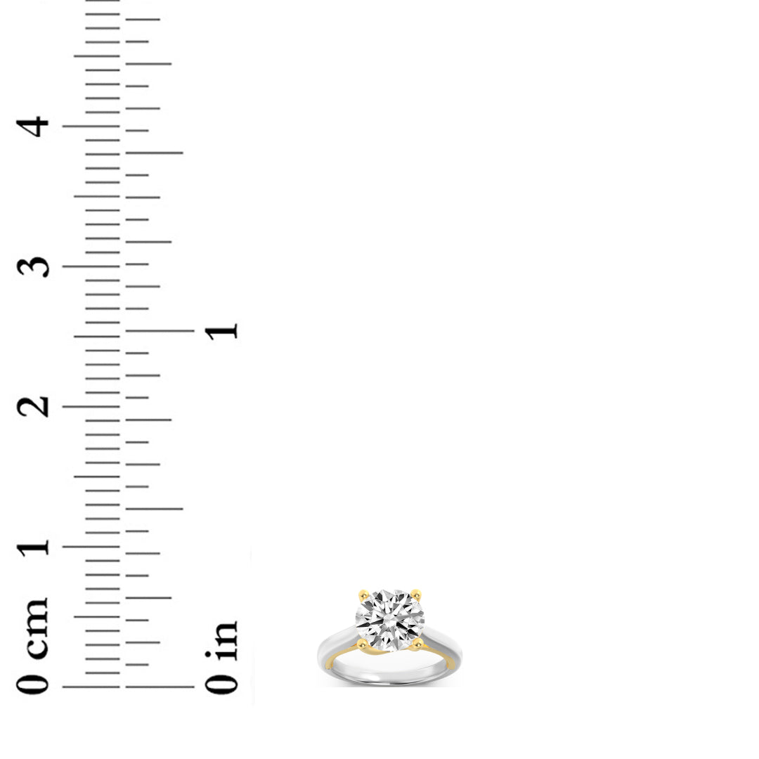 1.5CTW Round Lab-Grown Diamond Prong Two Tone Cathedral Shank Engagement Ring 1 Stone