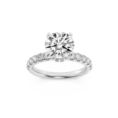 1.5CTW Round Lab-Grown Diamond Prong Hidden Halo Accented Ring 25 Stones