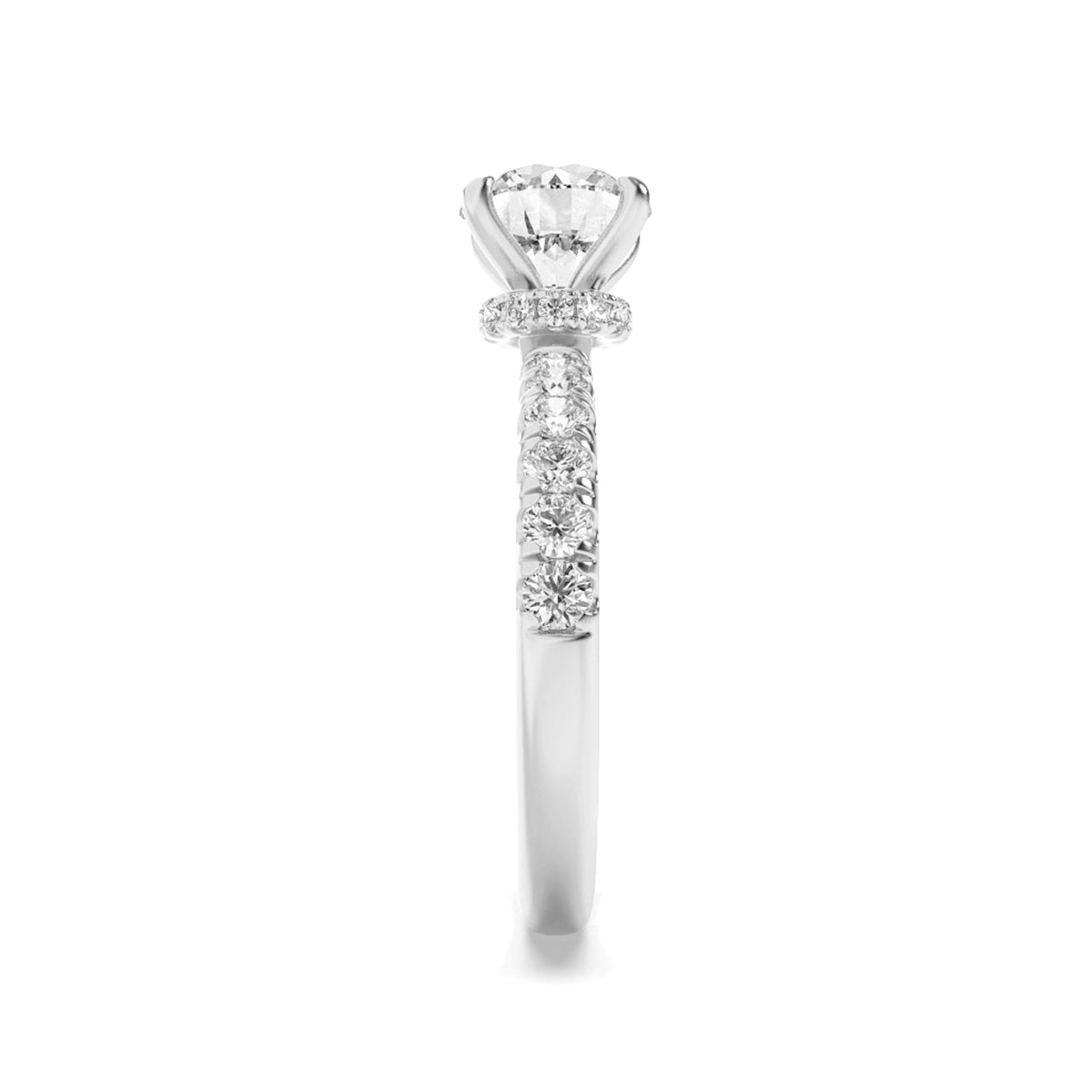 1.5CTW Round Lab-Grown Diamond Prong Hidden Halo Accented Ring 25 Stones