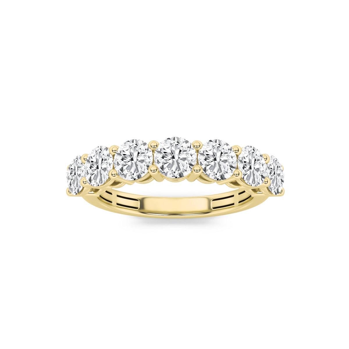 2CTW Round Lab-Grown Diamond Prong Seven Stone Band Ring 7 Stones