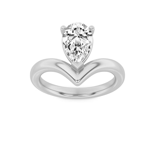 1.5CTW Pear Lab-Grown Diamond Prong Chevron Solitaire Engagement Ring 1 Stone