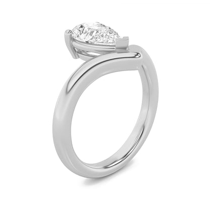 1.5CTW Pear Lab-Grown Diamond Prong Chevron Solitaire Engagement Ring 1 Stone