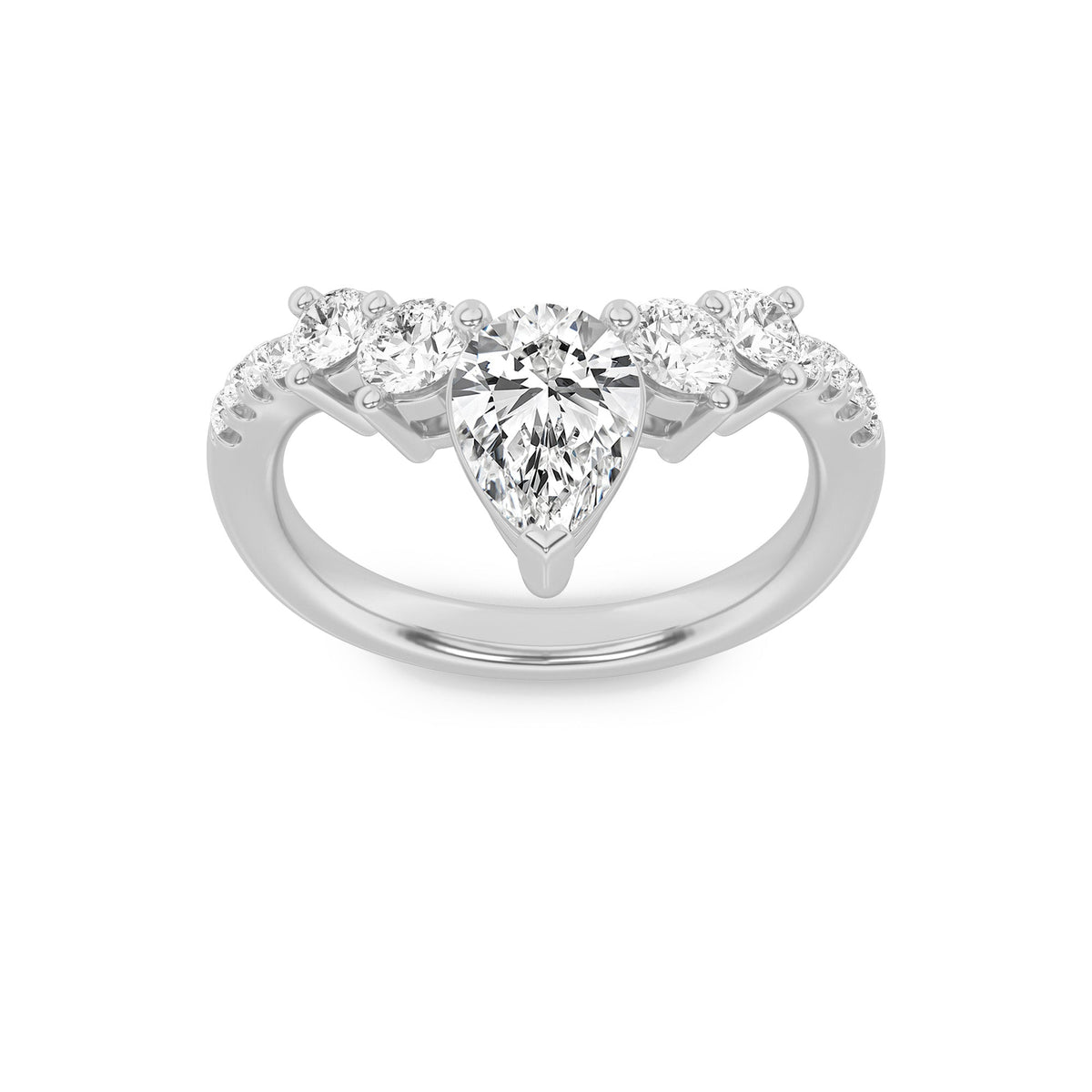 1.5CTW Pear Lab-Grown Diamond Fancy Contour Ring 13 Stones