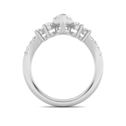 1.5CTW Pear Lab-Grown Diamond Fancy Contour Ring 13 Stones