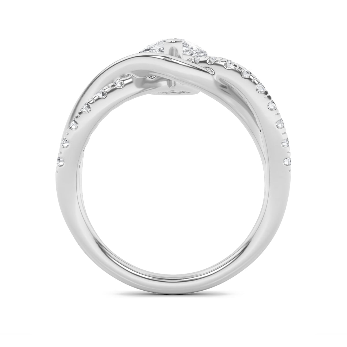 1.5CTW Pear Lab-Grown Diamond Fashion Solitaire Engagement Ring 19 Stones