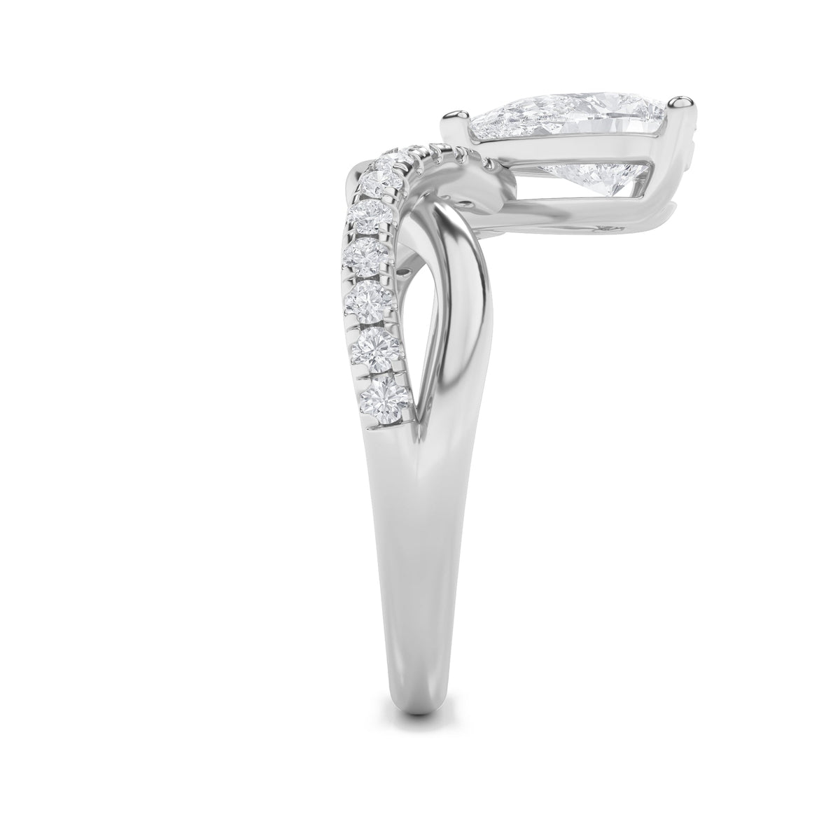 1.5CTW Pear Lab-Grown Diamond Fashion Solitaire Engagement Ring 19 Stones