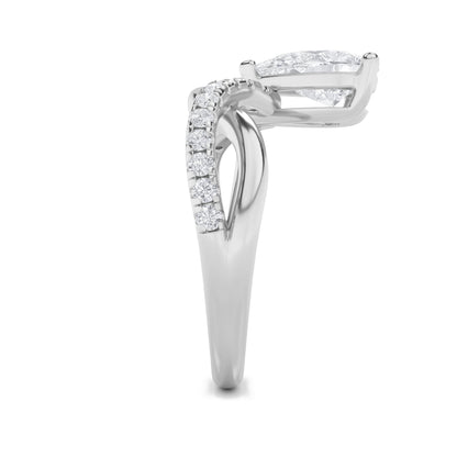 1.5CTW Pear Lab-Grown Diamond Fashion Solitaire Engagement Ring 19 Stones