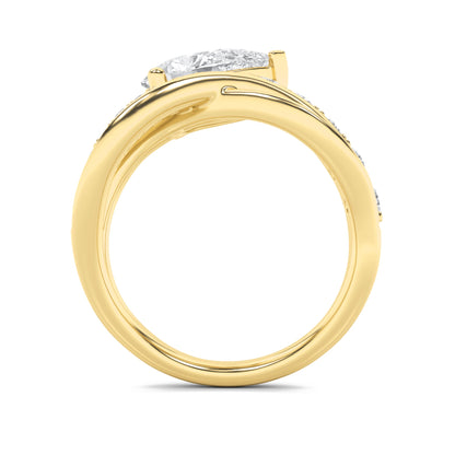 2CTW Pear Lab-Grown Diamond Prong Fashion Accented Engagement Ring 17 Stones
