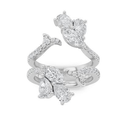 2CTW Marquise Lab-Grown Diamond Prong Insert Jacket Ring 44 Stones