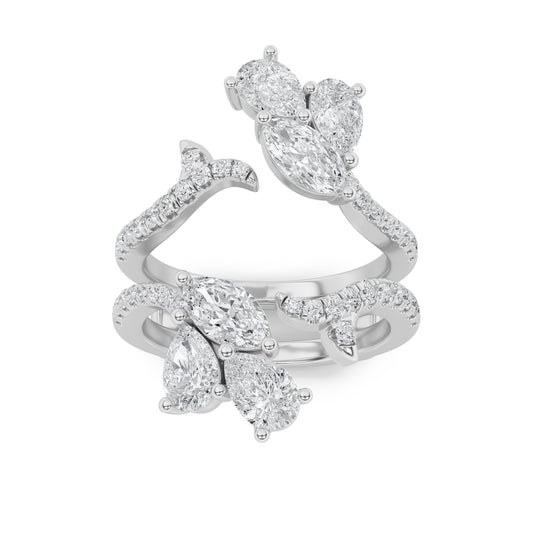 2CTW Marquise Lab-Grown Diamond Prong Insert Jacket Ring 44 Stones