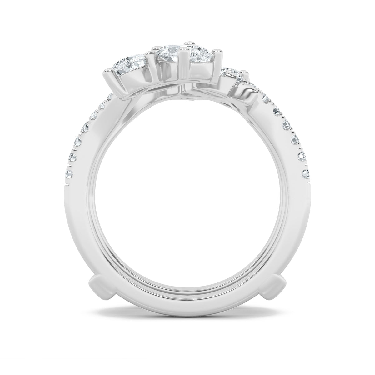 2CTW Marquise Lab-Grown Diamond Prong Insert Jacket Ring 44 Stones