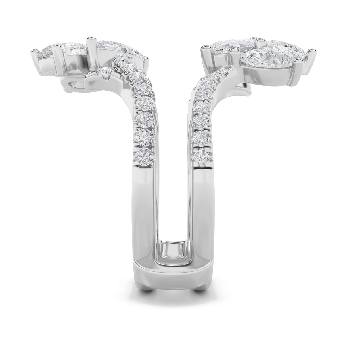 2CTW Marquise Lab-Grown Diamond Prong Insert Jacket Ring 44 Stones
