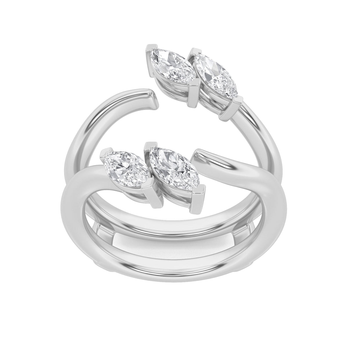 1CTW Marquise Lab-Grown Diamond Insert Jacket Ring 4 Stones