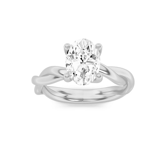 1CTW Oval Lab-Grown Diamond Prong Twisted Shank Solitaire Engagement Ring 1 Stone