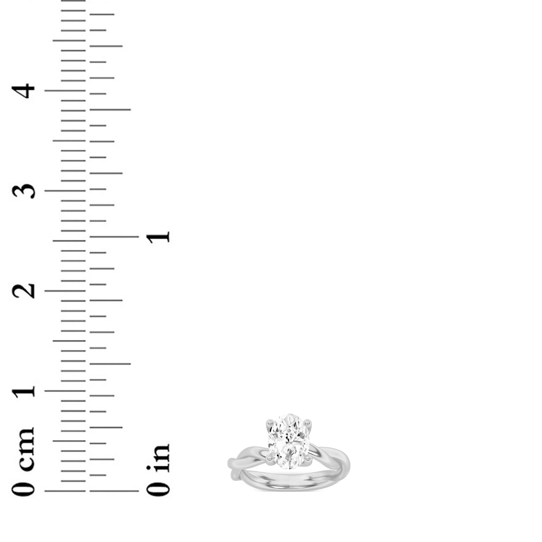1CTW Oval Lab-Grown Diamond Prong Twisted Shank Solitaire Engagement Ring 1 Stone