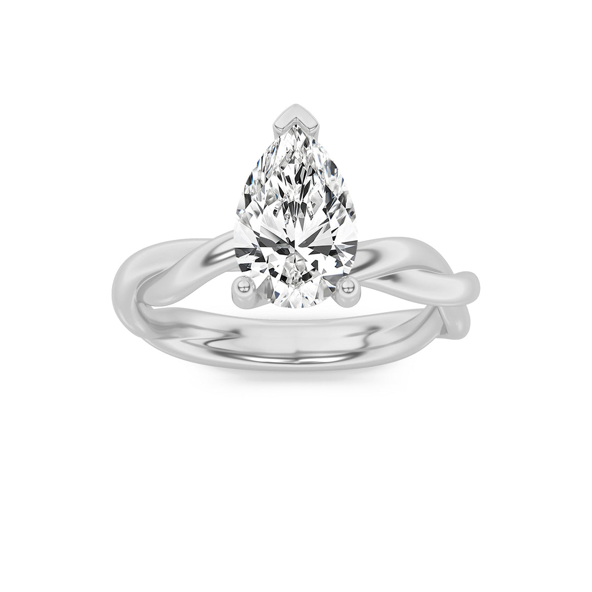1CTW Pear Lab-Grown Diamond Prong Twisted Shank Solitaire Engagement Ring 1 Stone
