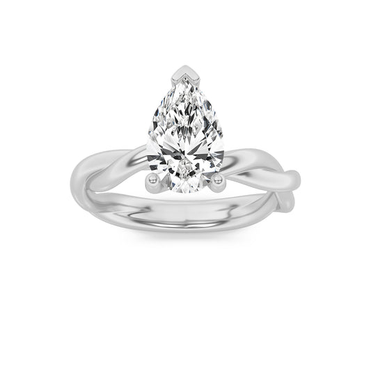 2CTW Pear Lab-Grown Diamond Prong Twisted Shank Solitaire Engagement Ring 1 Stone