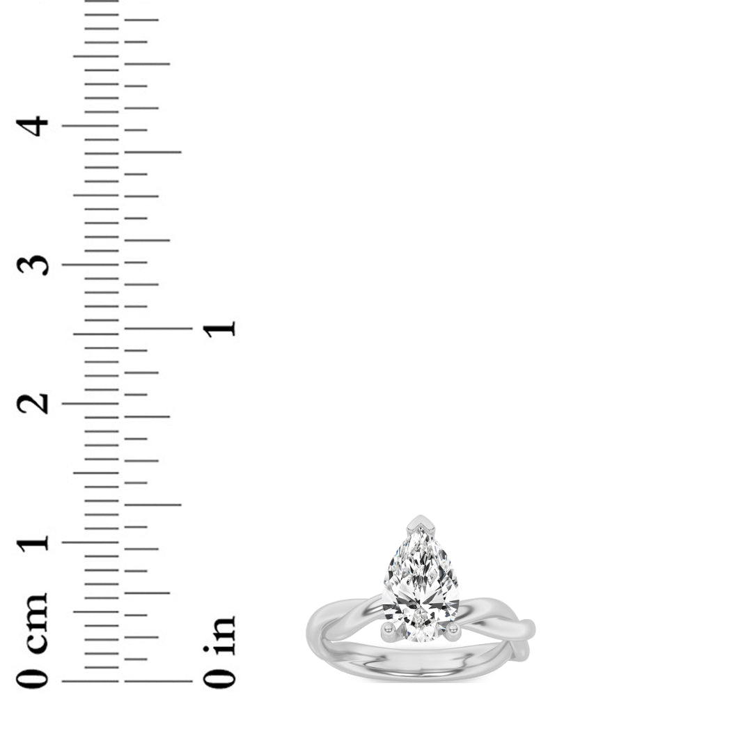 2CTW Pear Lab-Grown Diamond Prong Twisted Shank Solitaire Engagement Ring 1 Stone