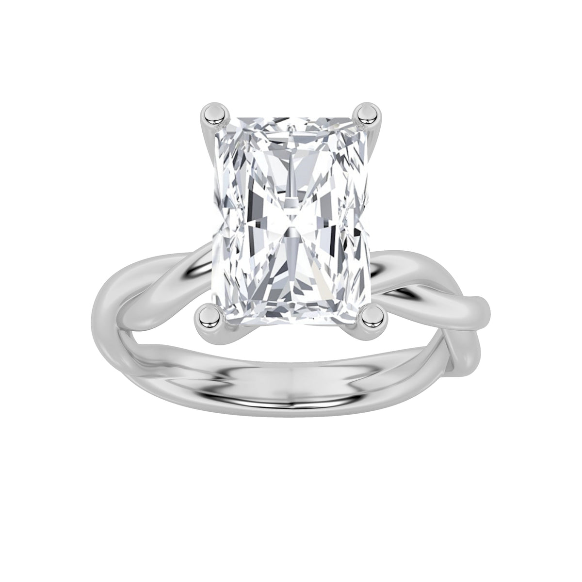 2CTW Radiant Lab-Grown Diamond Prong Twisted Shank Solitaire Engagement Ring 1 Stone