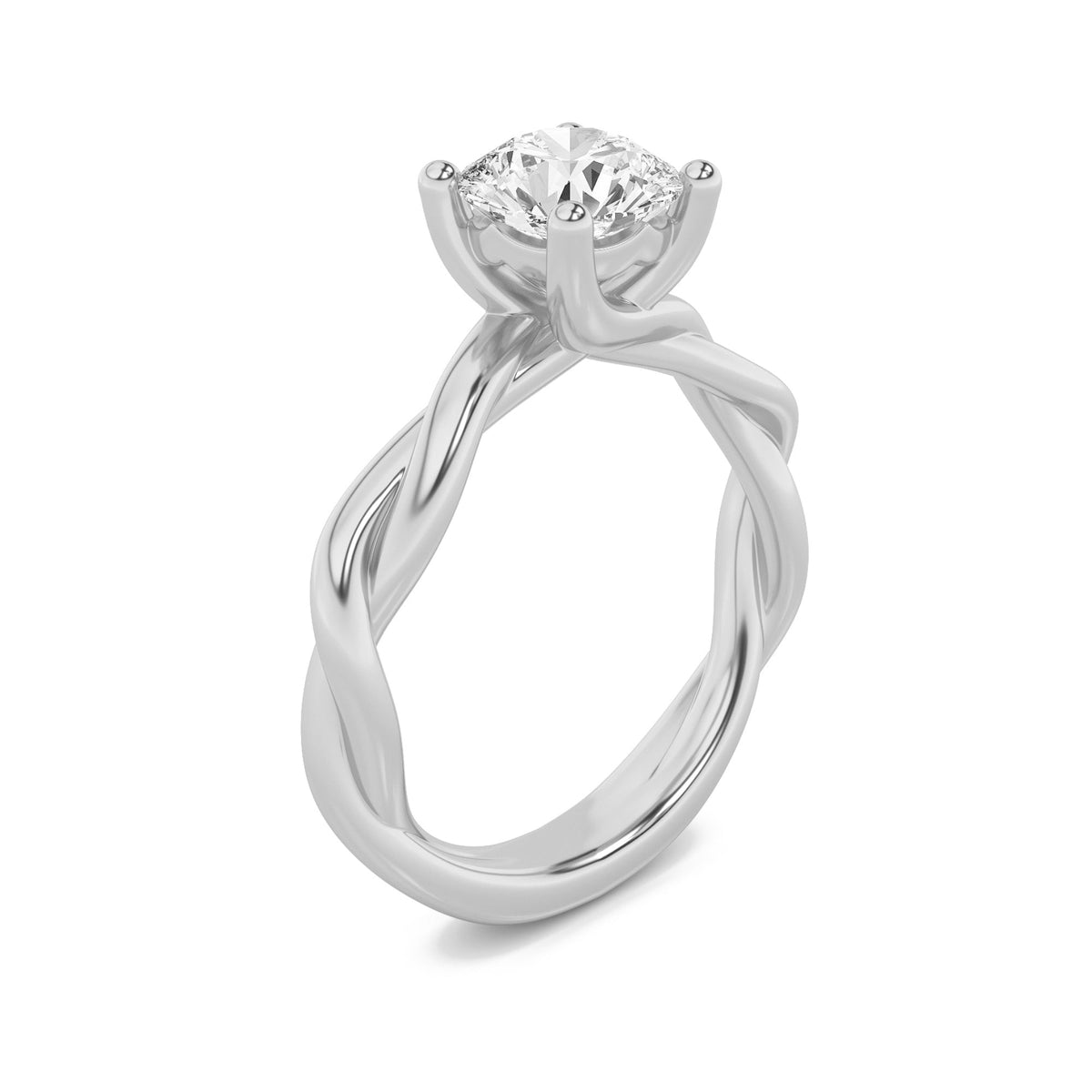 1CTW Round Lab-Grown Diamond Prong Twisted Shank Solitaire Engagement Ring 1 Stone