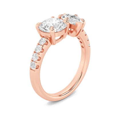 3CTW Round Lab-Grown Diamond Prong Toi et Moi Engagement Ring 10 Stones