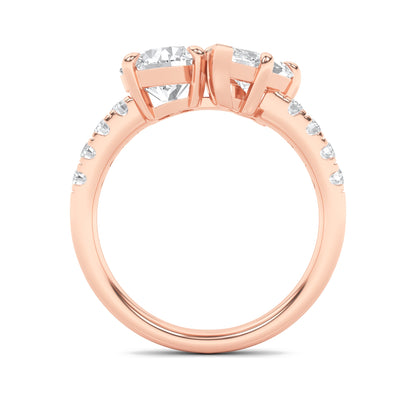 3CTW Round Lab-Grown Diamond Prong Toi et Moi Engagement Ring 10 Stones