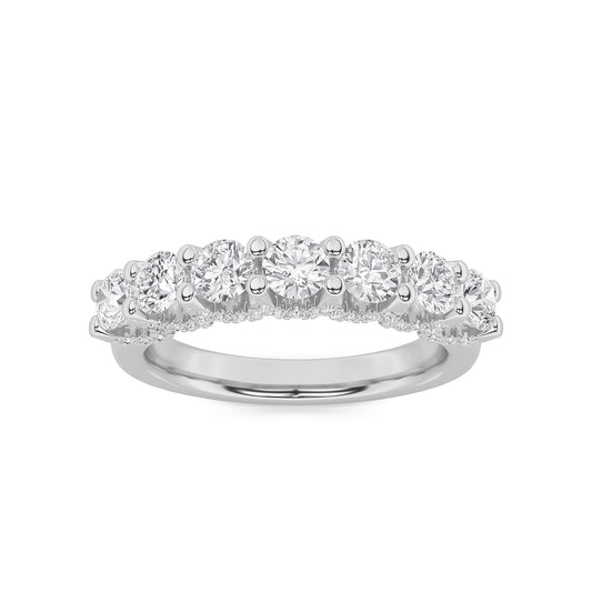 1CTW Round Lab-Grown Diamond Prong Accented Double Halo Set of Band and Ring 65 Stones