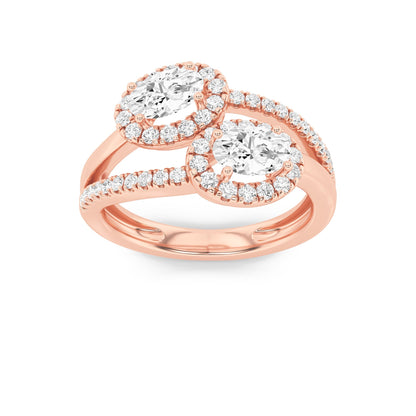1CTW Oval Lab-Grown Diamond Accented Toi et Moi Fashion Ring 50 Stones