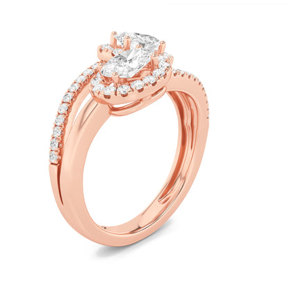 1CTW Oval Lab-Grown Diamond Accented Toi et Moi Fashion Ring 50 Stones