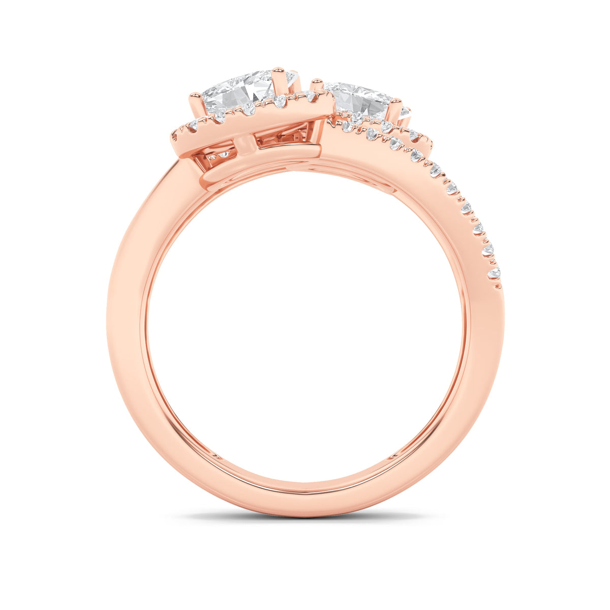 1CTW Oval Lab-Grown Diamond Accented Toi et Moi Fashion Ring 50 Stones