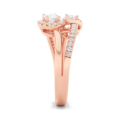 1CTW Oval Lab-Grown Diamond Accented Toi et Moi Fashion Ring 50 Stones
